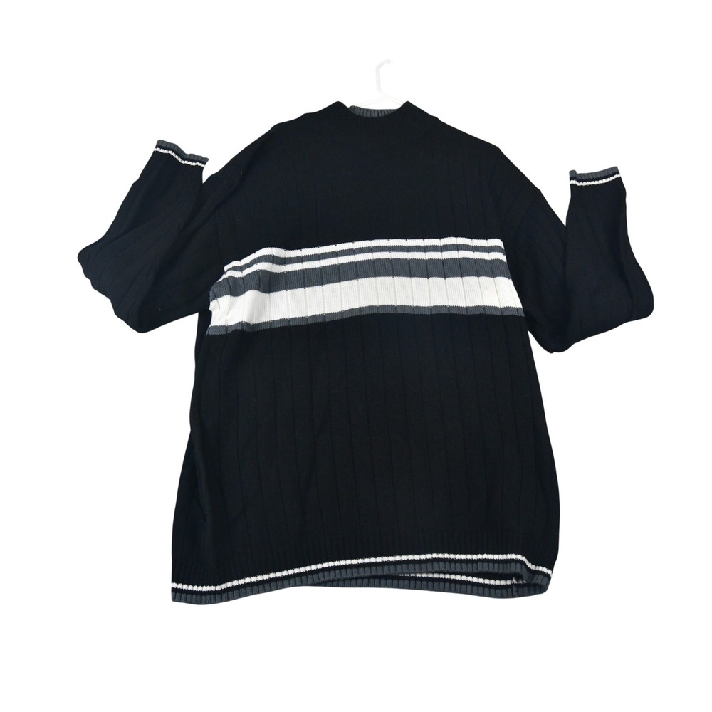 Pelle Pelle Sweater Mens XL Black Excellent Vintage Ribbed Mock Neck Stripe